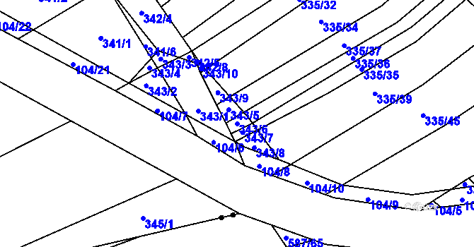 Parcela st. 343/6 v KÚ Vítovice, Katastrální mapa