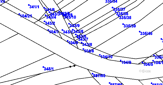 Parcela st. 343/8 v KÚ Vítovice, Katastrální mapa
