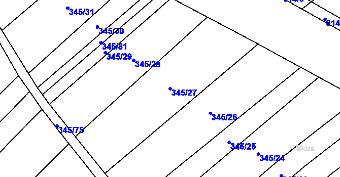 Parcela st. 345/27 v KÚ Vítovice, Katastrální mapa