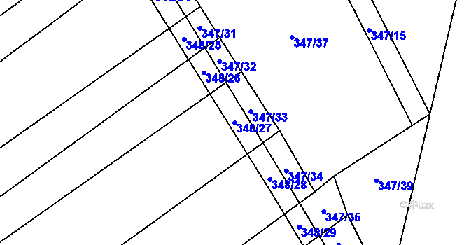 Parcela st. 348/27 v KÚ Vítovice, Katastrální mapa