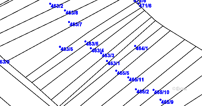 Parcela st. 463/3 v KÚ Vítovice, Katastrální mapa