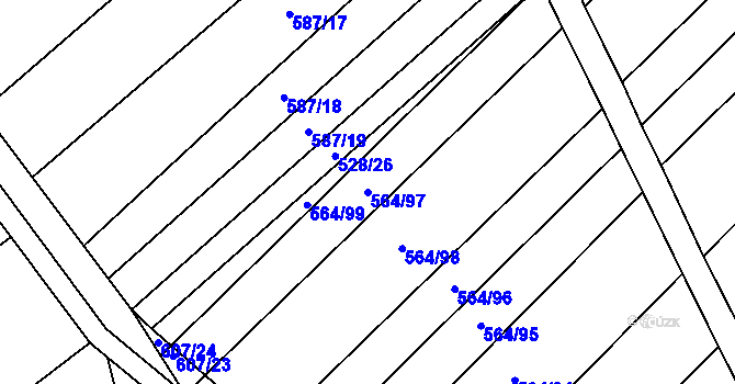 Parcela st. 564/97 v KÚ Vítovice, Katastrální mapa