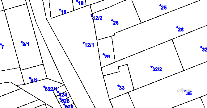 Parcela st. 29 v KÚ Vážany nad Litavou, Katastrální mapa
