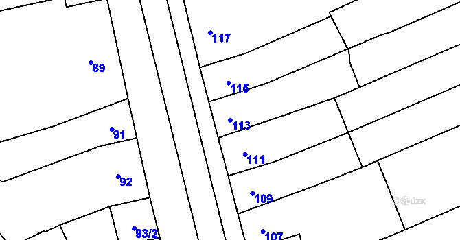 Parcela st. 113 v KÚ Vážany nad Litavou, Katastrální mapa