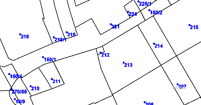 Parcela st. 212 v KÚ Vážany nad Litavou, Katastrální mapa