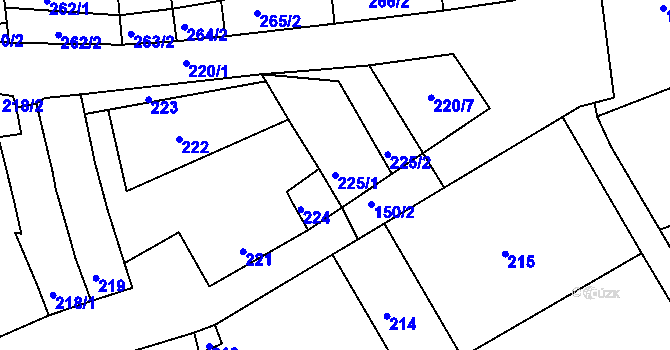 Parcela st. 225/1 v KÚ Vážany nad Litavou, Katastrální mapa