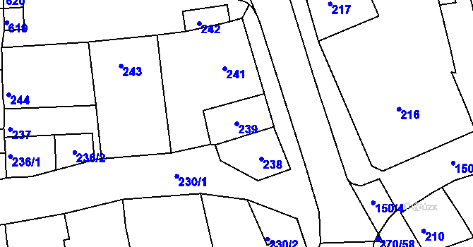 Parcela st. 239 v KÚ Vážany nad Litavou, Katastrální mapa