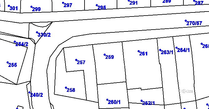 Parcela st. 259 v KÚ Vážany nad Litavou, Katastrální mapa