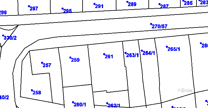 Parcela st. 261 v KÚ Vážany nad Litavou, Katastrální mapa
