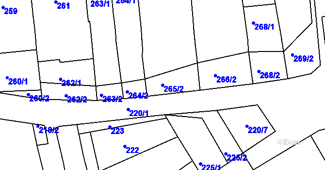 Parcela st. 265/2 v KÚ Vážany nad Litavou, Katastrální mapa