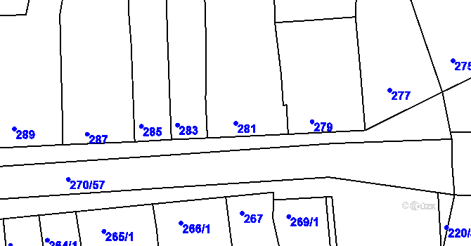 Parcela st. 281 v KÚ Vážany nad Litavou, Katastrální mapa