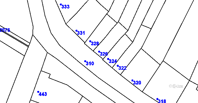 Parcela st. 326 v KÚ Vážany nad Litavou, Katastrální mapa