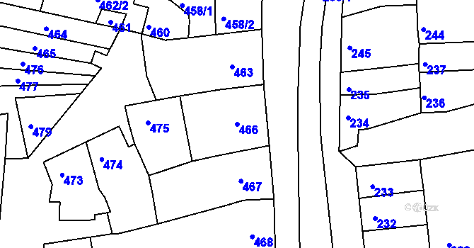 Parcela st. 466 v KÚ Vážany nad Litavou, Katastrální mapa
