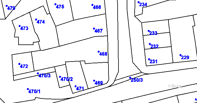 Parcela st. 468 v KÚ Vážany nad Litavou, Katastrální mapa