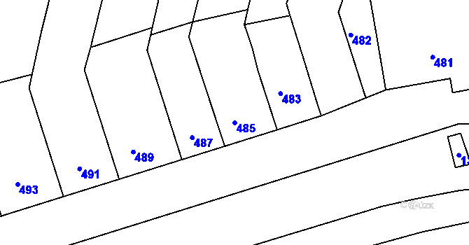 Parcela st. 485 v KÚ Vážany nad Litavou, Katastrální mapa