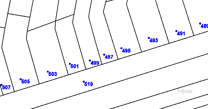 Parcela st. 497 v KÚ Vážany nad Litavou, Katastrální mapa