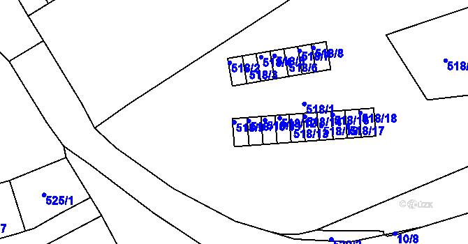 Parcela st. 518/9 v KÚ Vážany nad Litavou, Katastrální mapa