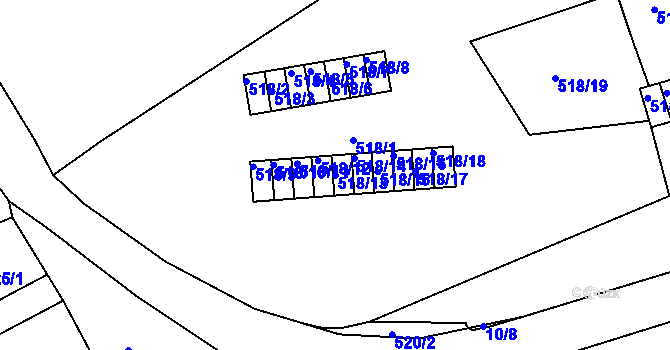 Parcela st. 518/13 v KÚ Vážany nad Litavou, Katastrální mapa