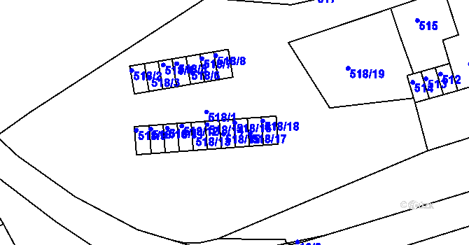 Parcela st. 518/16 v KÚ Vážany nad Litavou, Katastrální mapa