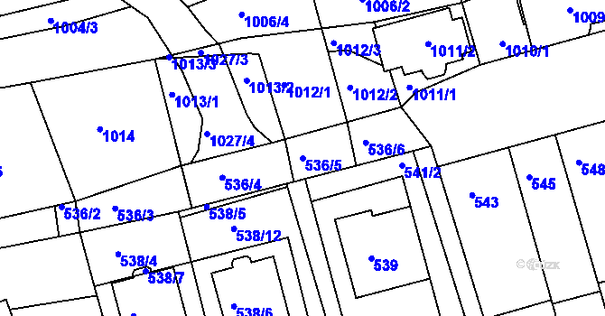 Parcela st. 536/5 v KÚ Vážany nad Litavou, Katastrální mapa