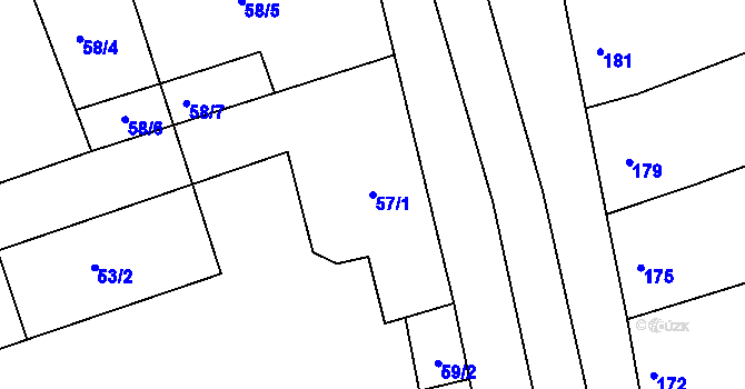 Parcela st. 57/1 v KÚ Vážany nad Litavou, Katastrální mapa