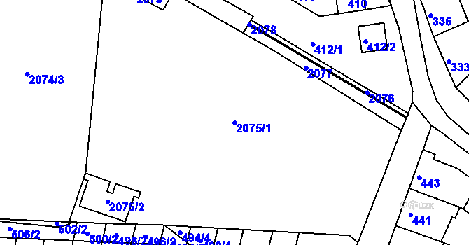 Parcela st. 2075/1 v KÚ Vážany nad Litavou, Katastrální mapa