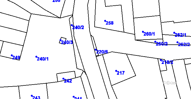 Parcela st. 220/6 v KÚ Vážany nad Litavou, Katastrální mapa