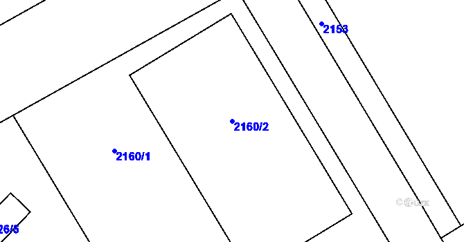 Parcela st. 2160/2 v KÚ Vážany nad Litavou, Katastrální mapa