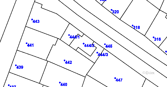 Parcela st. 444/2 v KÚ Vážany nad Litavou, Katastrální mapa