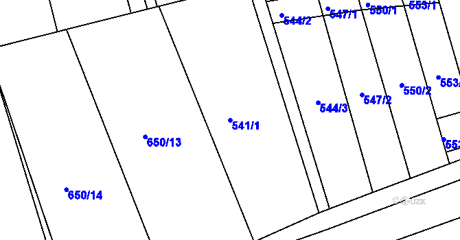 Parcela st. 541/1 v KÚ Vážany nad Litavou, Katastrální mapa