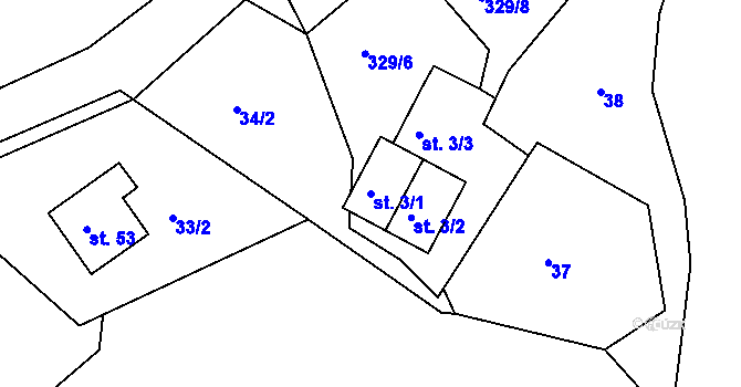 Parcela st. 3/1 v KÚ Babákov, Katastrální mapa