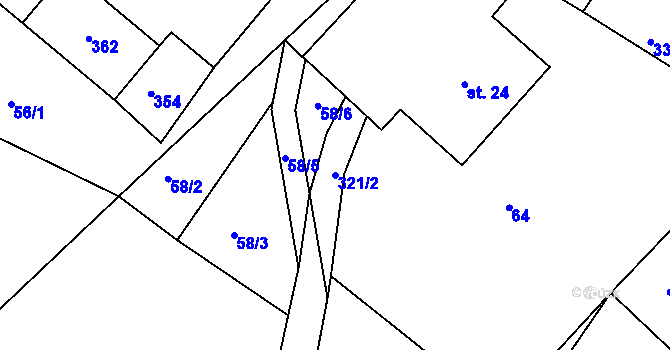 Parcela st. 321/2 v KÚ Babákov, Katastrální mapa