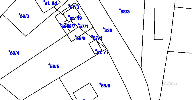 Parcela st. 77 v KÚ Babákov, Katastrální mapa