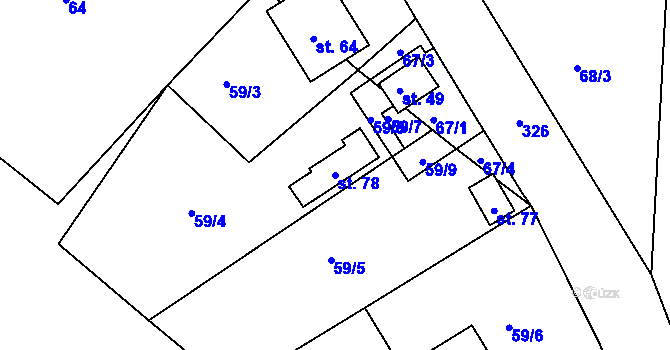Parcela st. 78 v KÚ Babákov, Katastrální mapa