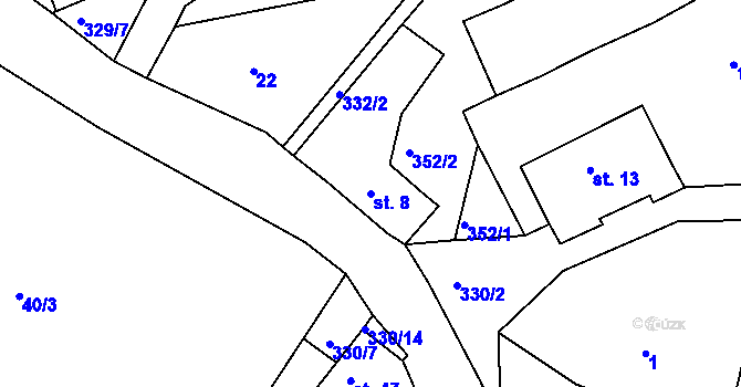 Parcela st. 8 v KÚ Babákov, Katastrální mapa