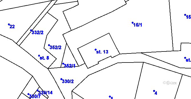Parcela st. 13 v KÚ Babákov, Katastrální mapa