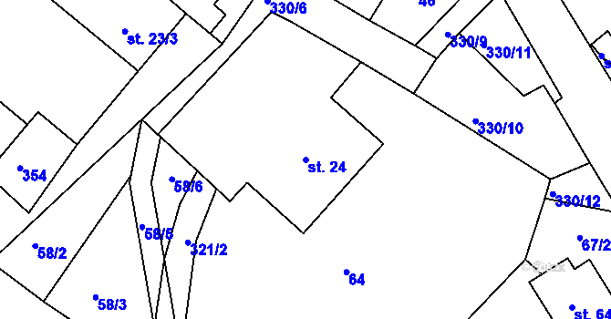 Parcela st. 24 v KÚ Babákov, Katastrální mapa