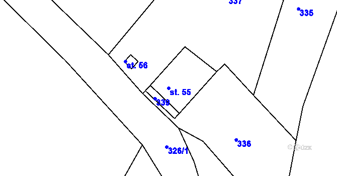 Parcela st. 55 v KÚ Babákov, Katastrální mapa