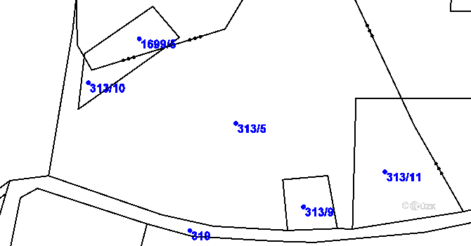 Parcela st. 313/5 v KÚ Babákov, Katastrální mapa