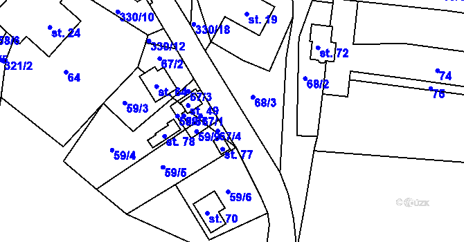 Parcela st. 326 v KÚ Babákov, Katastrální mapa