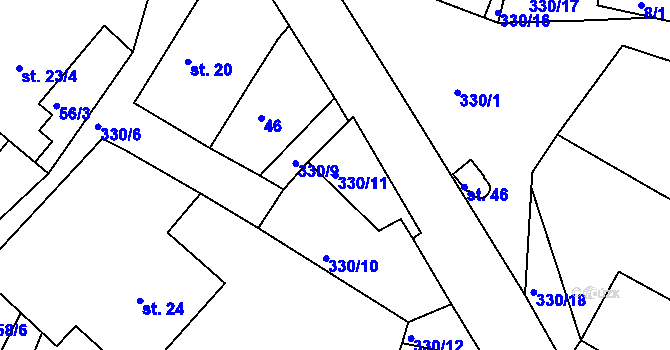 Parcela st. 330/11 v KÚ Babákov, Katastrální mapa