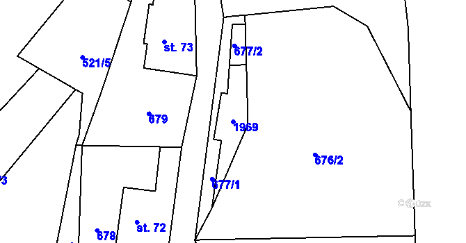 Parcela st. 1969 v KÚ Příkrakov, Katastrální mapa