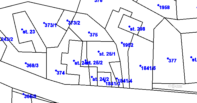 Parcela st. 25/1 v KÚ Příkrakov, Katastrální mapa