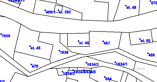 Parcela st. 46 v KÚ Příkrakov, Katastrální mapa