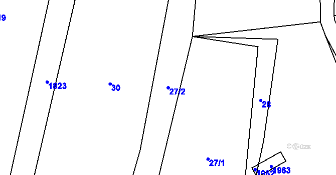 Parcela st. 27/2 v KÚ Příkrakov, Katastrální mapa