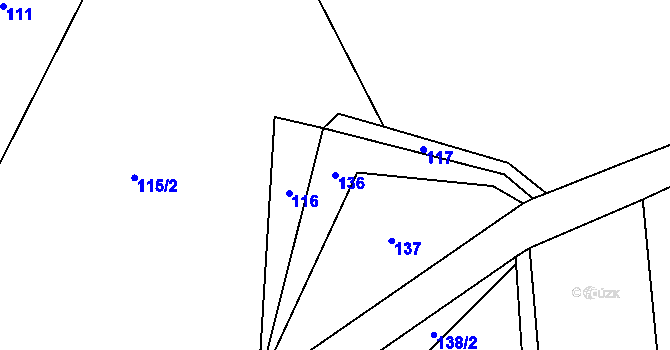 Parcela st. 136 v KÚ Příkrakov, Katastrální mapa