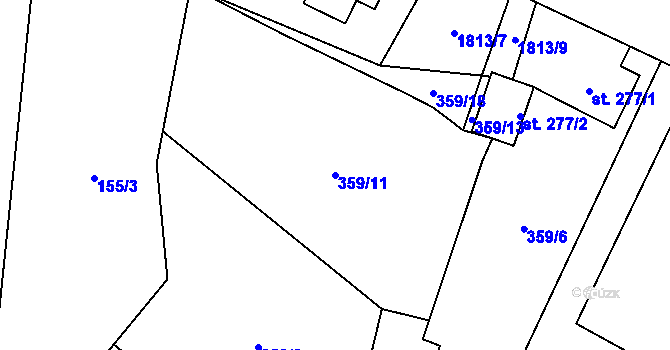 Parcela st. 359/11 v KÚ Příkrakov, Katastrální mapa