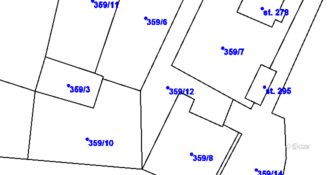 Parcela st. 359/12 v KÚ Příkrakov, Katastrální mapa