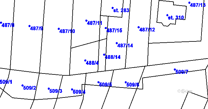 Parcela st. 488/14 v KÚ Příkrakov, Katastrální mapa