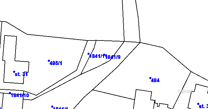 Parcela st. 1841/9 v KÚ Příkrakov, Katastrální mapa